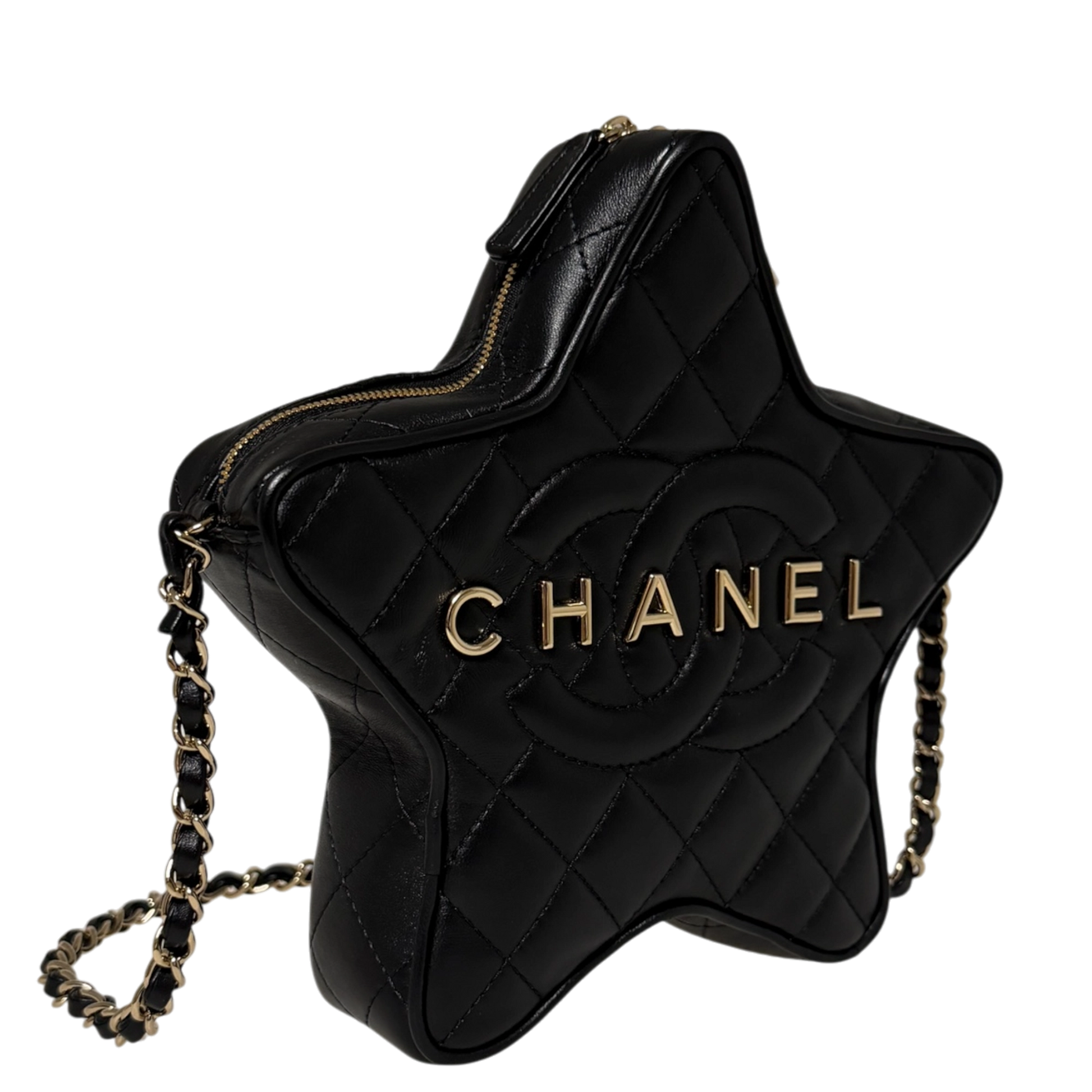 Chanl Walk of Fame Star Bag schwarz Lammleder Fullset / neuwertig Chanel