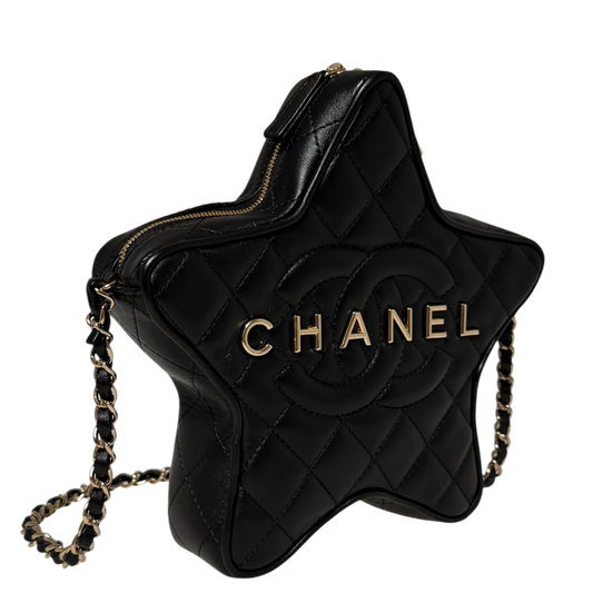 Chanl Walk of Fame Star Bag schwarz Lammleder Fullset / neuwertig Chanel