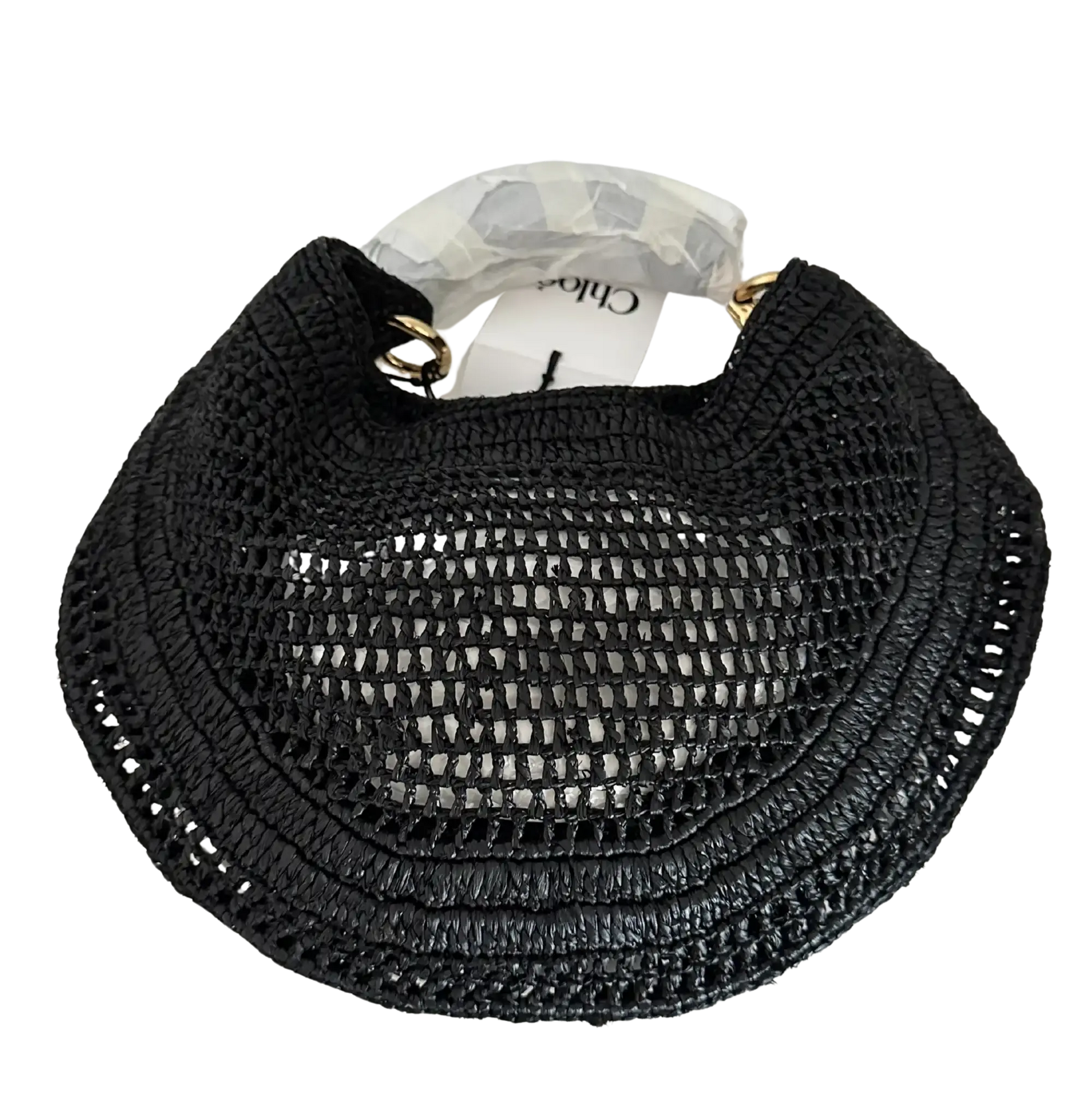 Chloé Summer Banana Hobo Bag aus geflocktenen Fasern schwarz / ungetragen Chloe