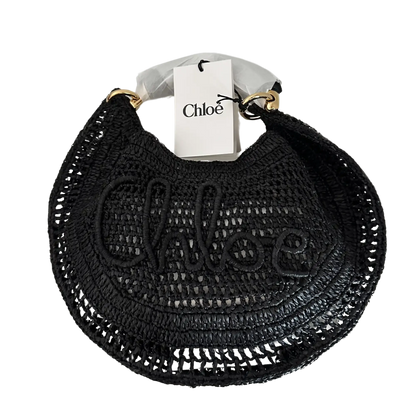 Chloé Summer Banana Hobo Bag aus geflocktenen Fasern schwarz / ungetragen Chloe