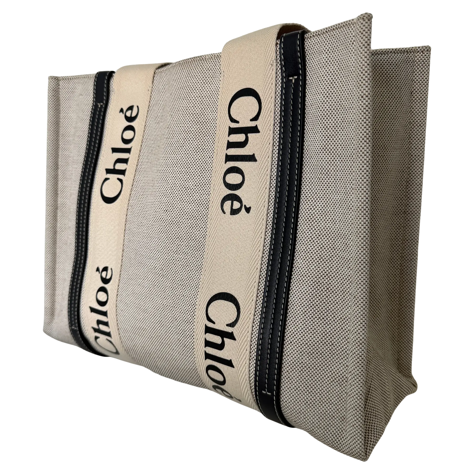 Chloé Woody Tote Bag aus Leinen beige / sehr gut Echtheitscheck