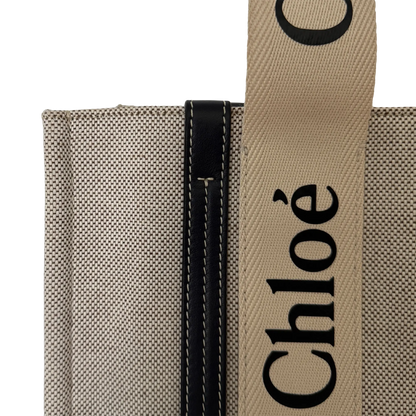 Chloé Woody Tote Bag aus Leinen beige / sehr gut Echtheitscheck