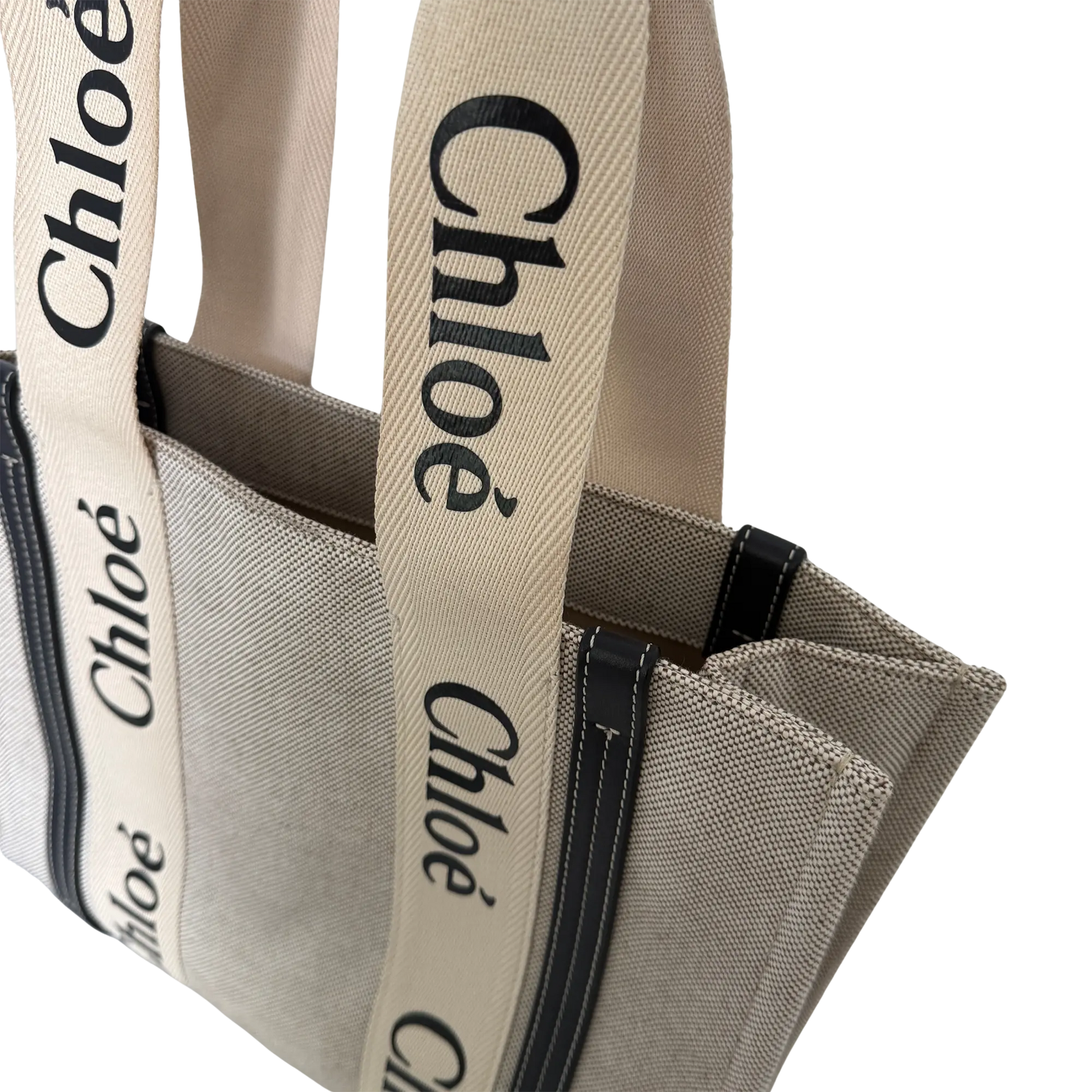Chloé Woody Tote Bag aus Leinen beige / sehr gut Echtheitscheck