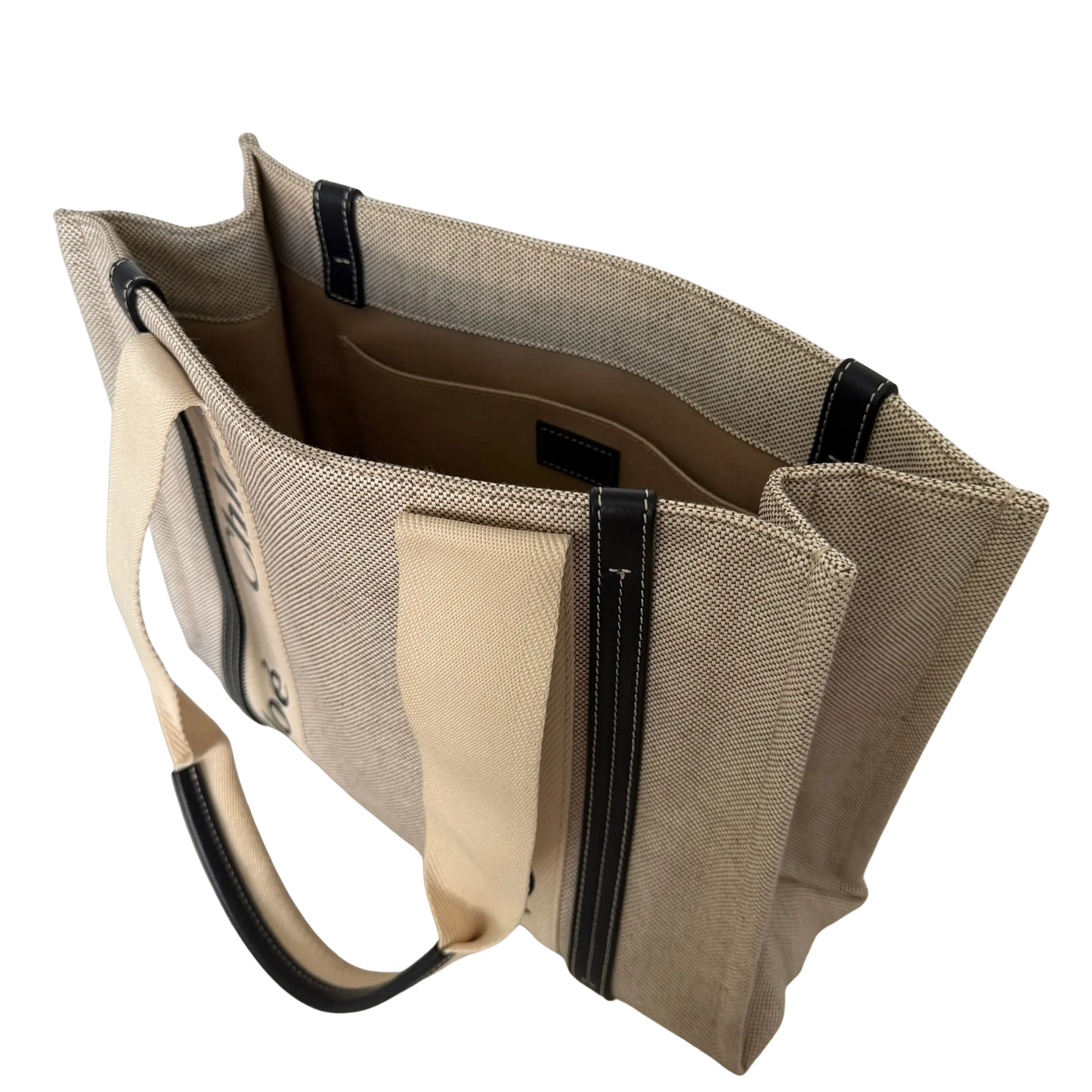 Chloé Woody Tote Bag aus Leinen beige / sehr gut Echtheitscheck