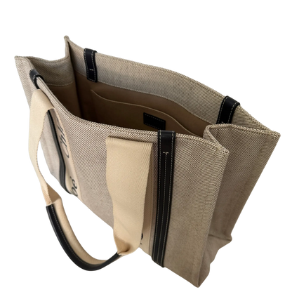 Chloé Woody Tote Bag aus Leinen beige / sehr gut Echtheitscheck