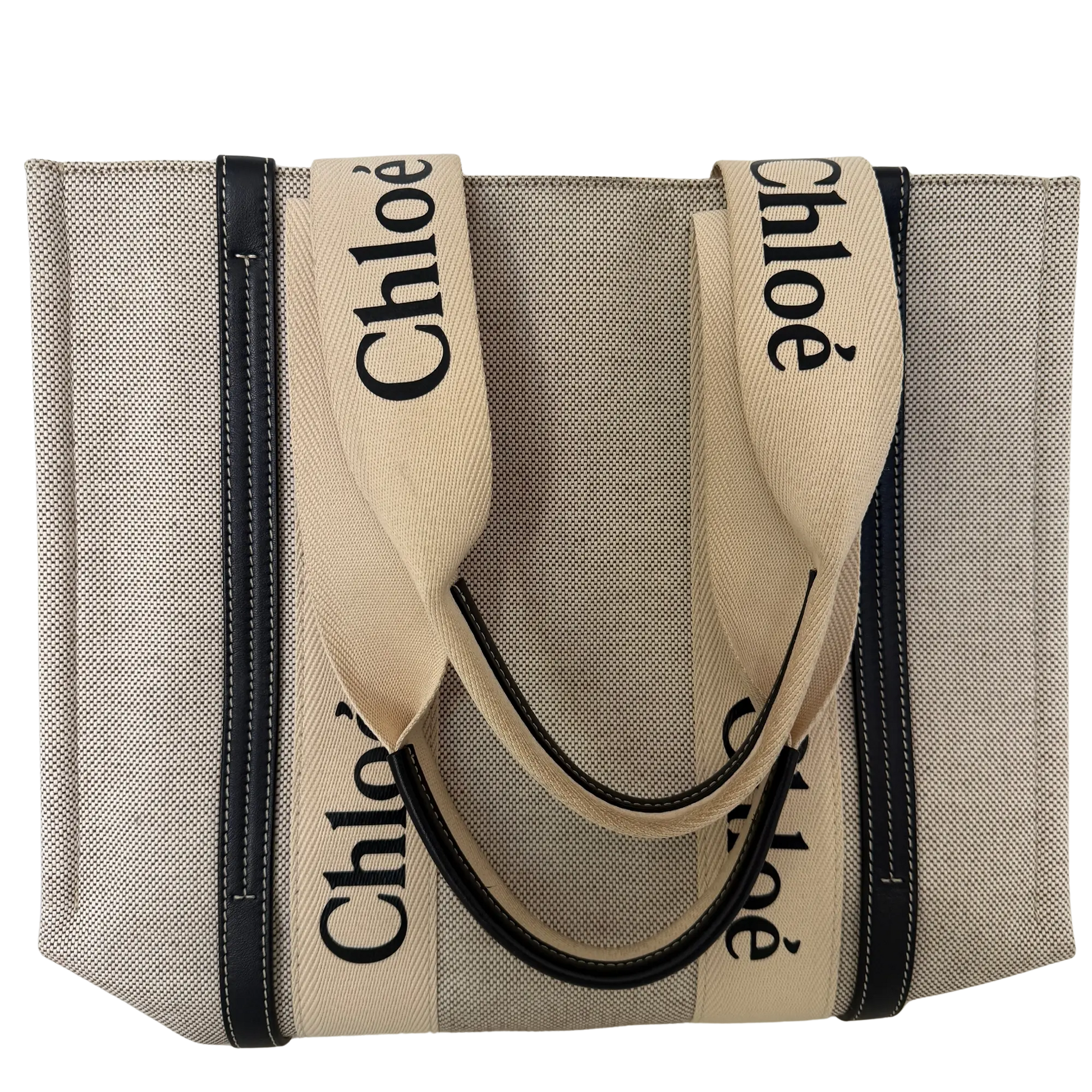 Chloé Woody Tote Bag aus Leinen beige / sehr gut Echtheitscheck