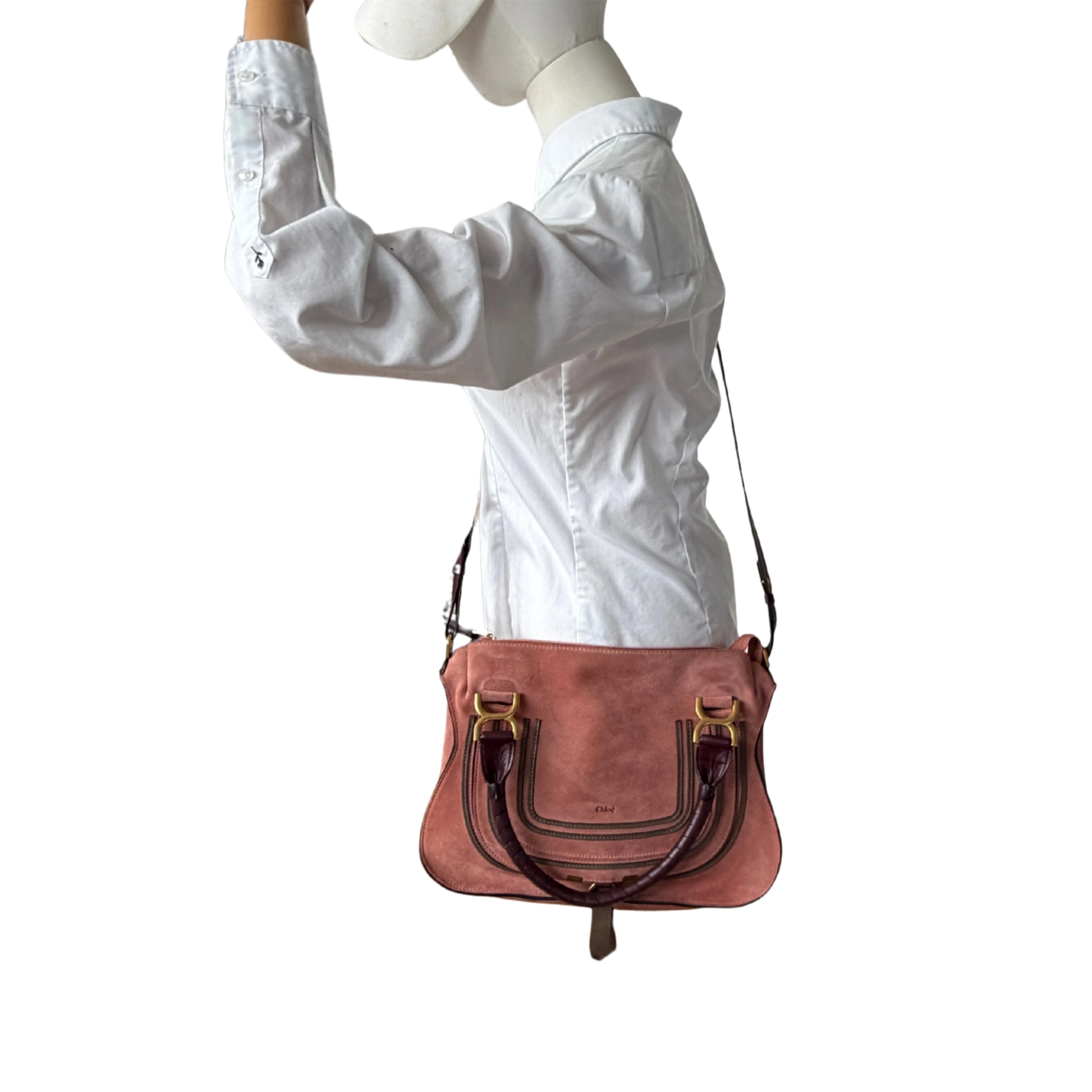 Chloé Marcie Medium Wildleder Canyon Rose / sehr gut Chloé