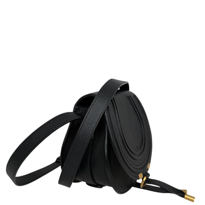 Chloé Marcie Mini Saddle Bag Leder Schwarz Gold Crossbody Chloé