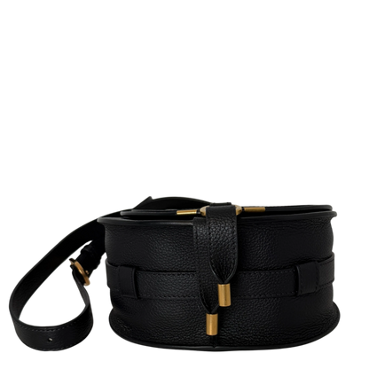 Chloé Marcie Mini Saddle Bag Leder Schwarz Gold Crossbody Chloé