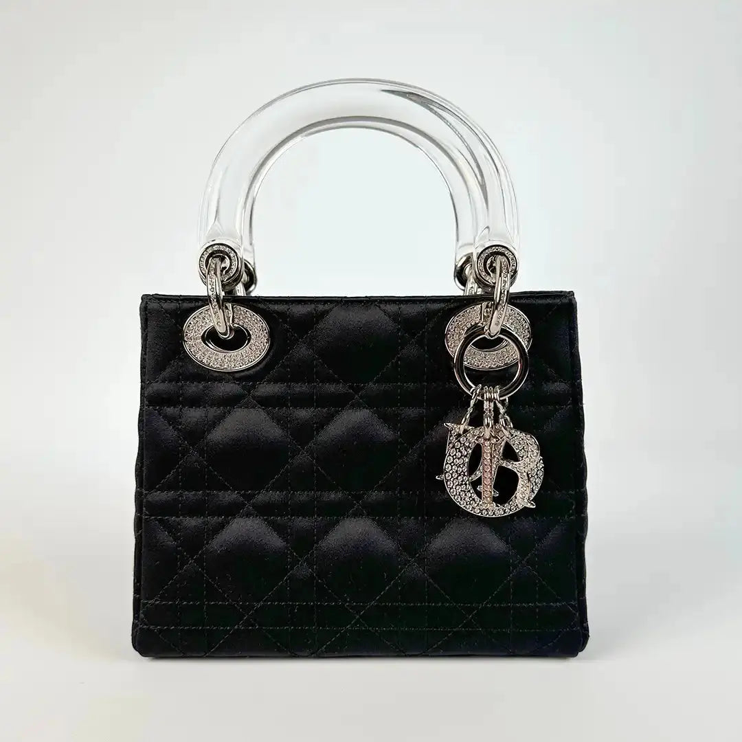 Christian Dior Mini Lady Dior schwarz Samt mit Kristallen limitiert / sehr gut Dior