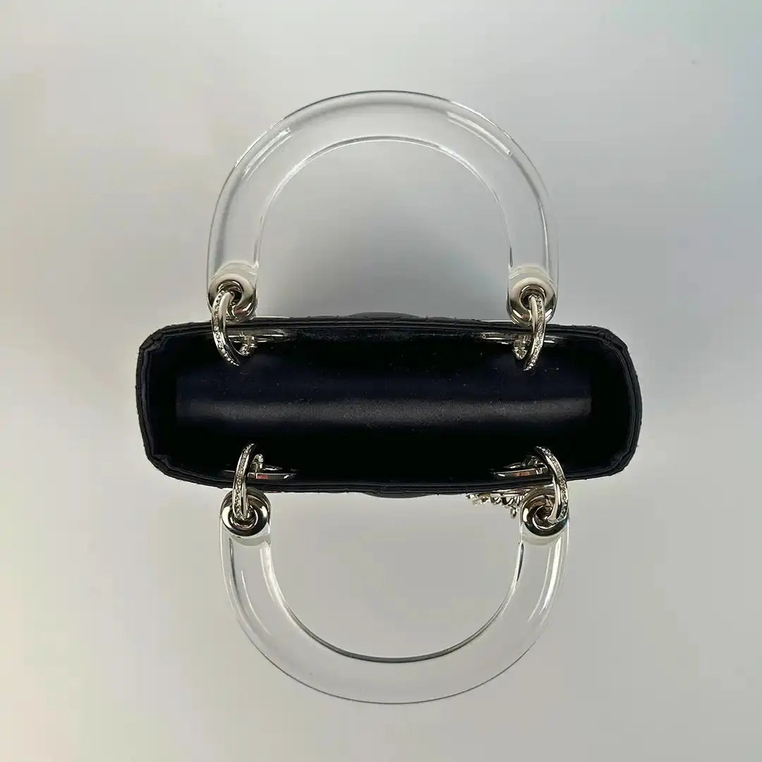 Christian Dior Mini Lady Dior schwarz Samt mit Kristallen limitiert / sehr gut Dior