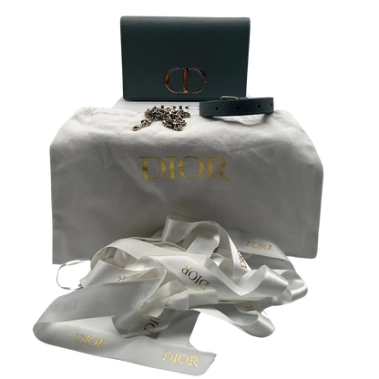 Christian Dior SLG 30 Montaigne 2 in 1 Pouch Kalbsleder wolkenblau / sehr gut Echtheitscheck