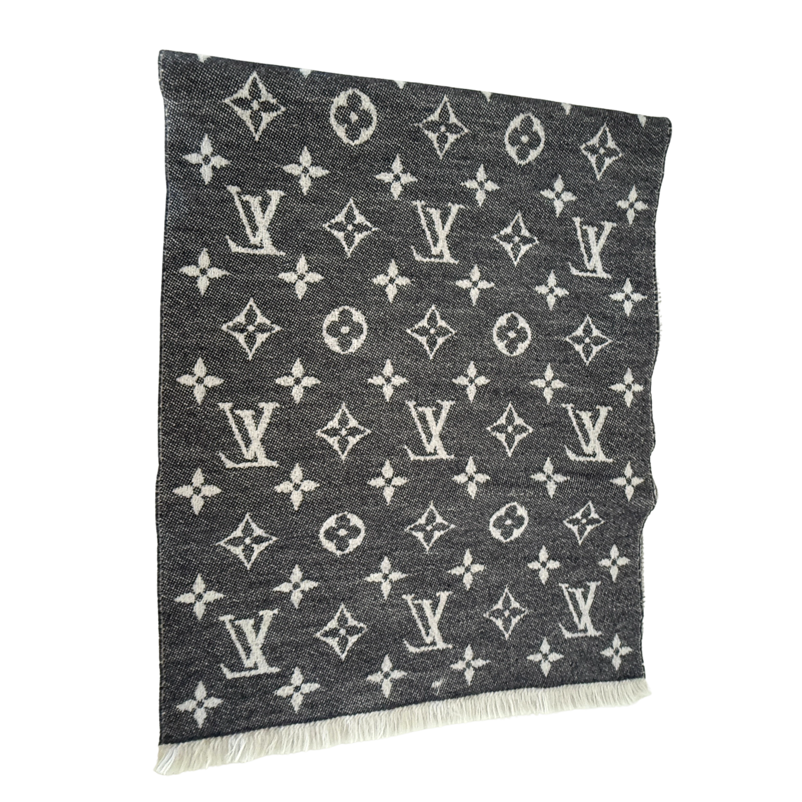 Louis Vuitton Classic Schal Grau Weiß / sehr gut Louis Vuitton