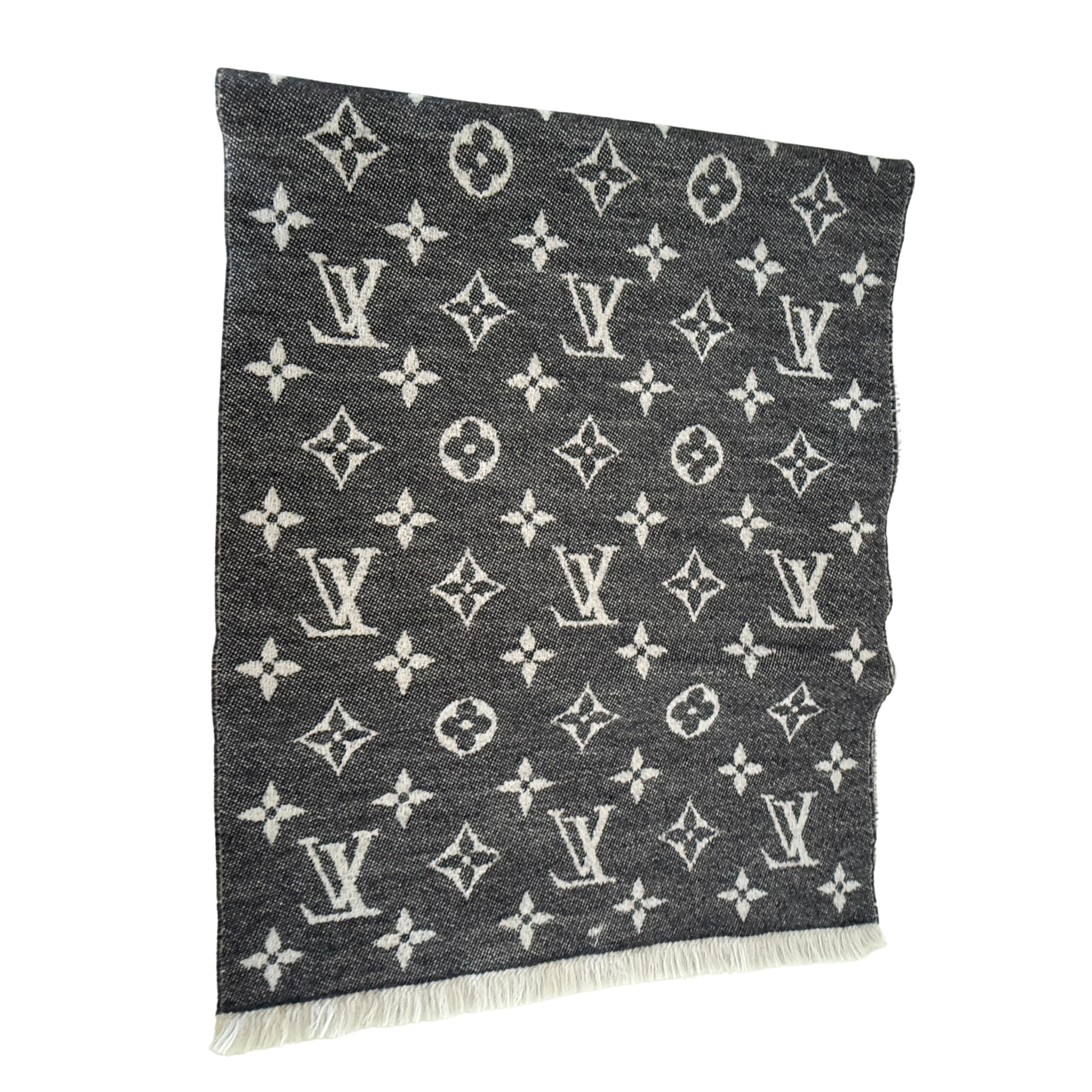 Louis Vuitton Classic Schal Grau Weiß / sehr gut Louis Vuitton