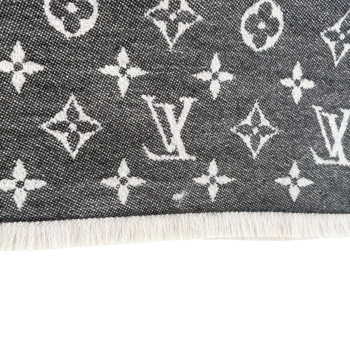Louis Vuitton Classic Schal Grau Weiß / sehr gut Louis Vuitton