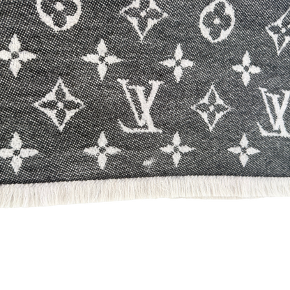 Louis Vuitton Classic Schal Grau Weiß / sehr gut Louis Vuitton