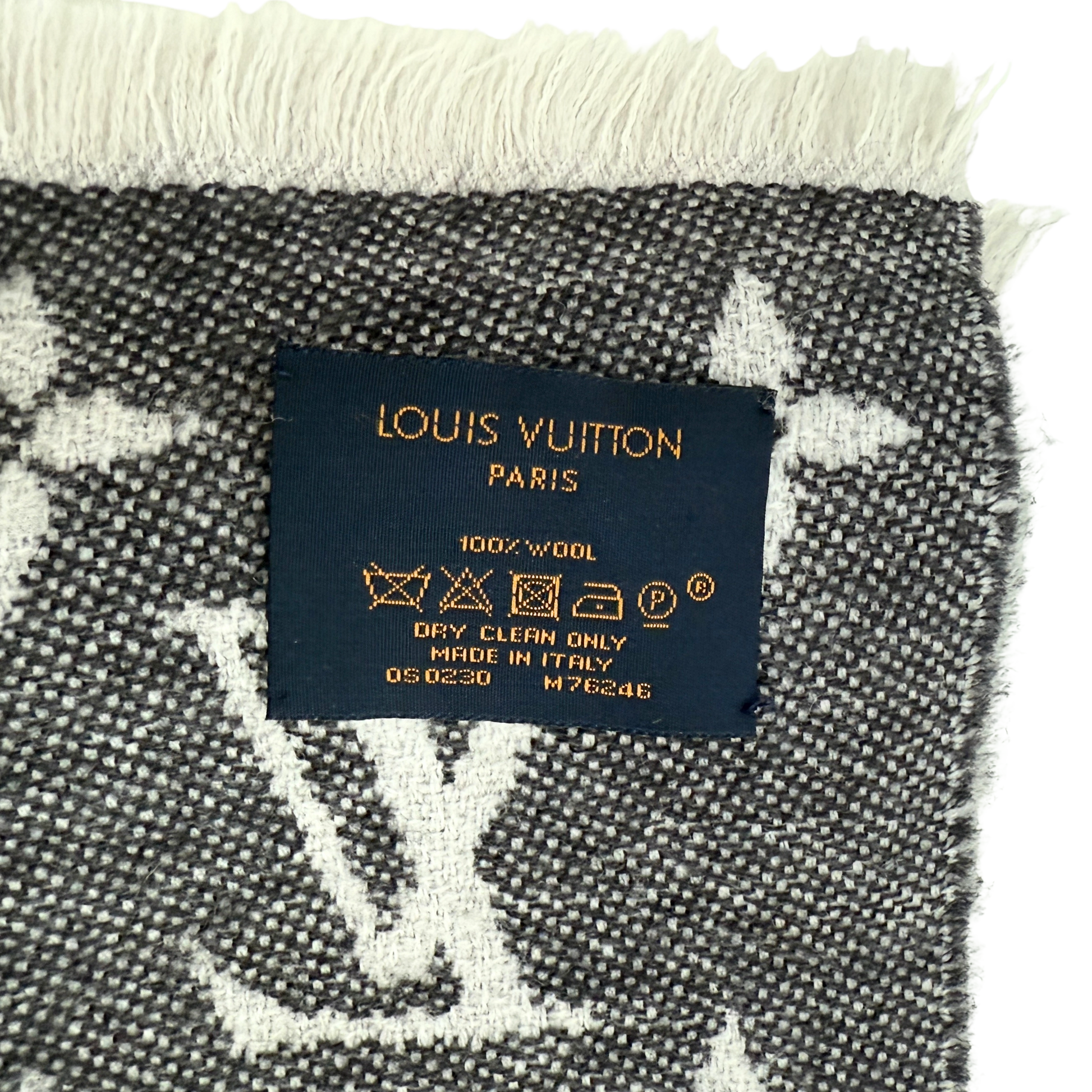 Louis Vuitton Classic Schal Grau Weiß / sehr gut Louis Vuitton