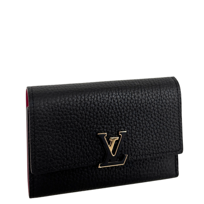 Louis Vuitton Compact Capucines Geldbörse Noir Rose / neuwertig Louis Vuitton