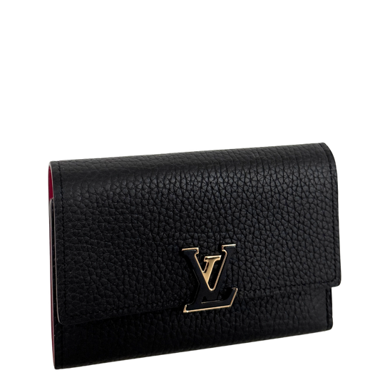 Louis Vuitton Compact Capucines Geldbörse Noir Rose / neuwertig Louis Vuitton