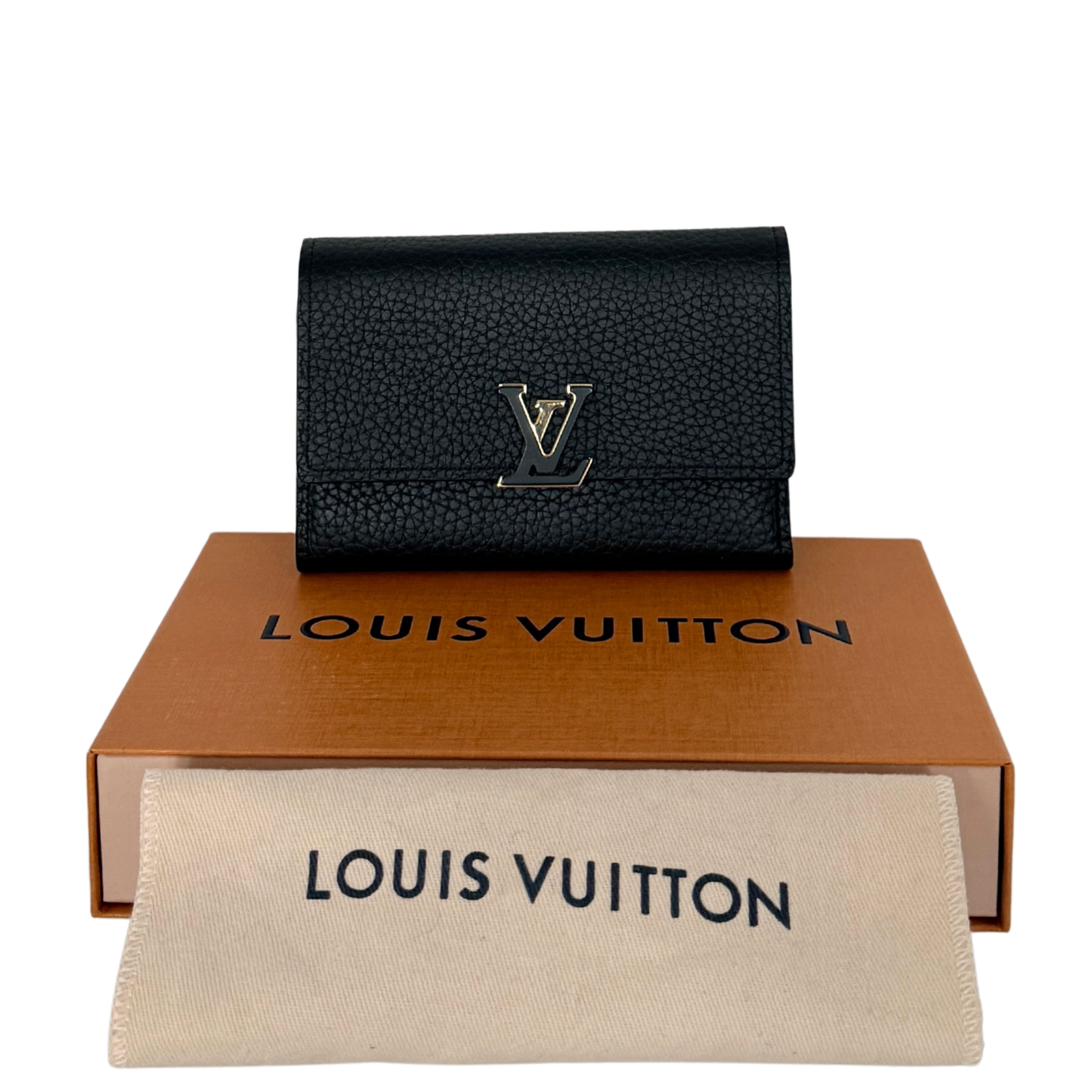 Louis Vuitton Compact Capucines Geldbörse Noir Rose / neuwertig Louis Vuitton