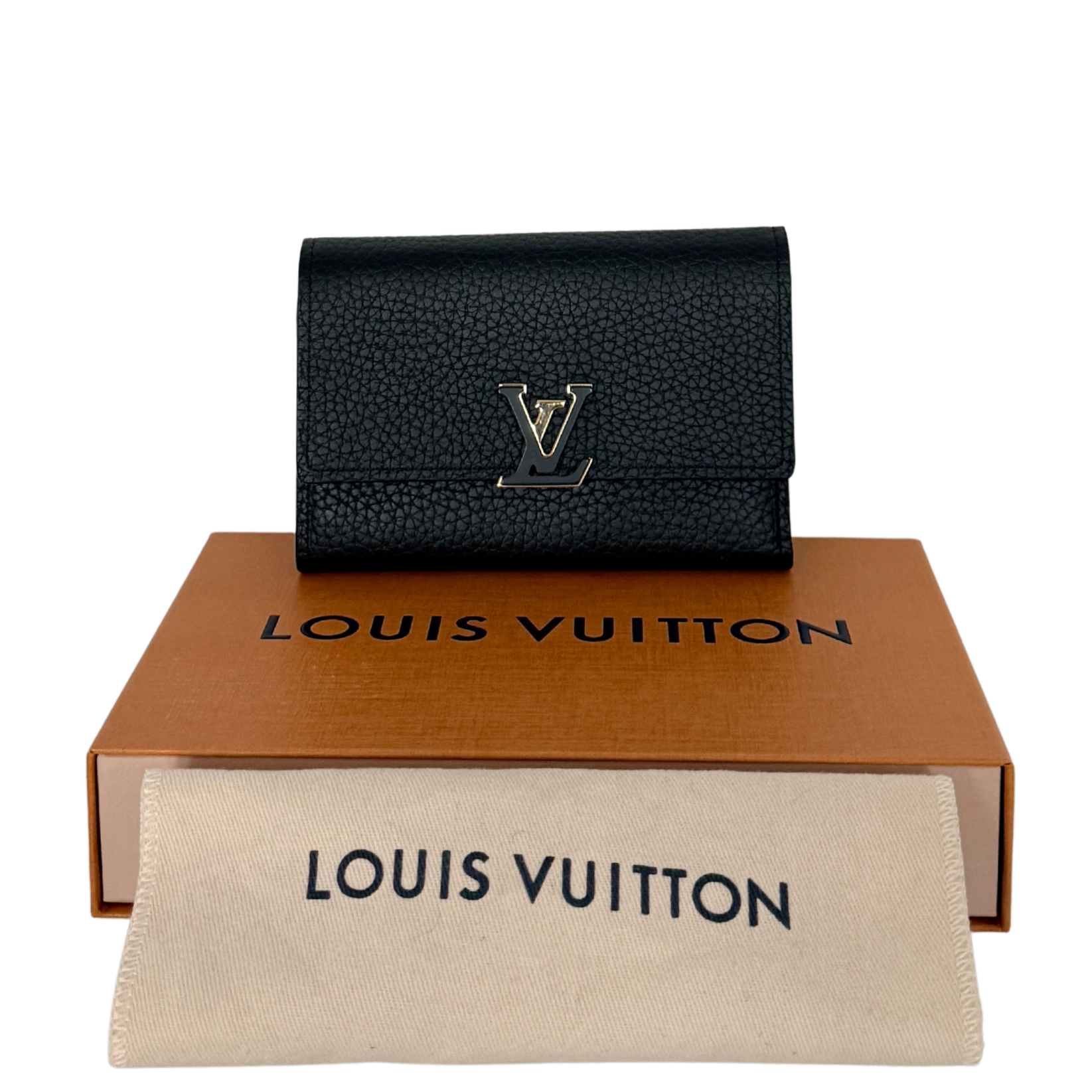 Louis Vuitton Compact Capucines Geldbörse Noir Rose / neuwertig Louis Vuitton