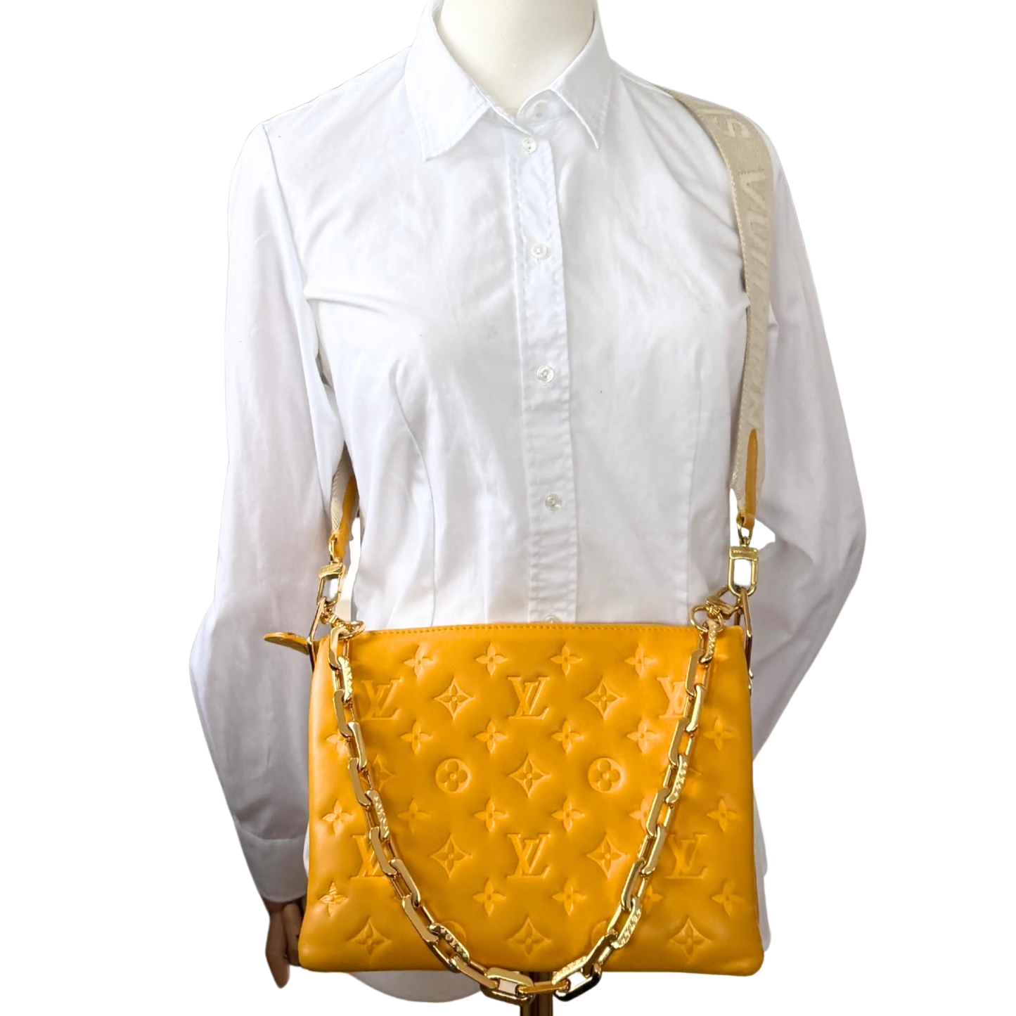 Louis Vuitton Monogram Empreinte PM Coussin Handtasche Gelb / gut Louis Vuitton