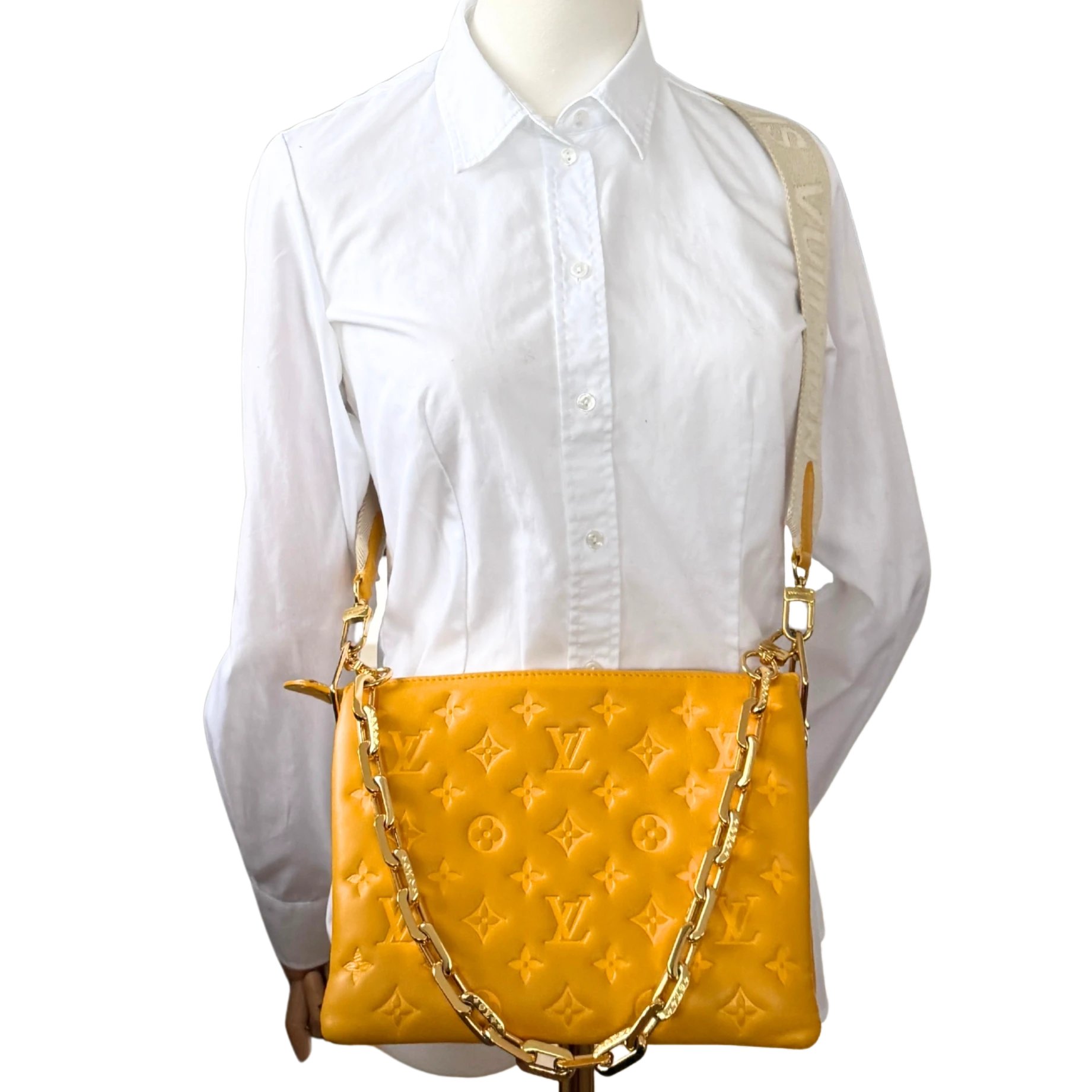 Louis Vuitton Monogram Empreinte PM Coussin Handtasche Gelb / gut Louis Vuitton