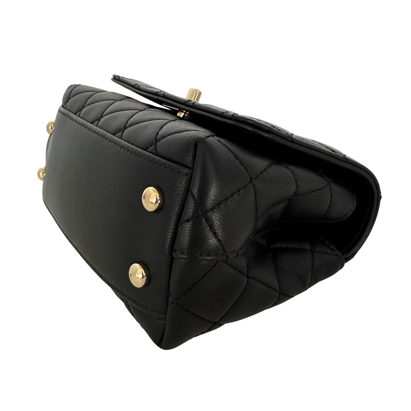 Chanel Mini Flap Bag mit Rainbow Top Handle Lammleder Schwarz / neuwertig Chanel