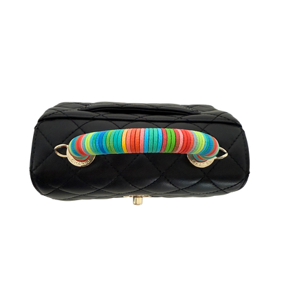Chanel Mini Flap Bag mit Rainbow Top Handle Lammleder Schwarz / neuwertig Chanel
