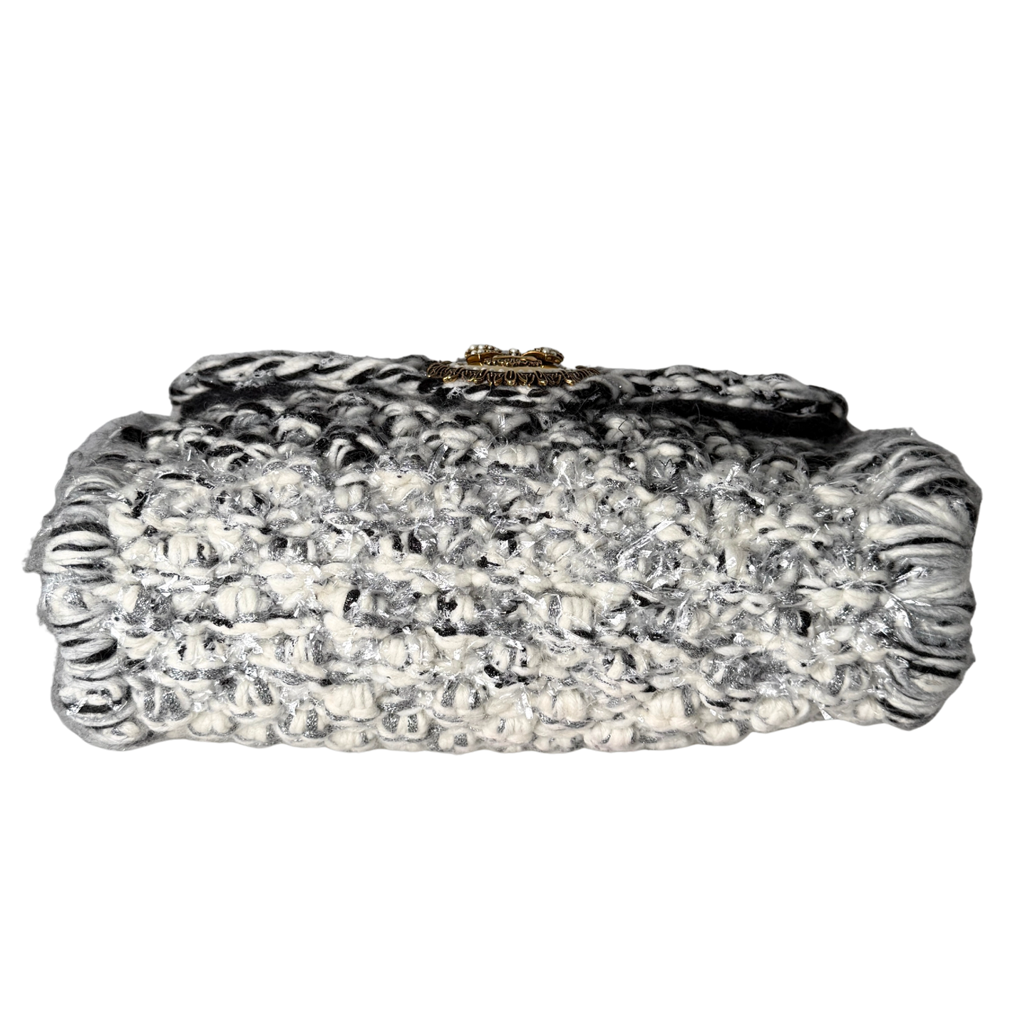 Dolce & Gabbana Große Schultertasche Devotion aus Strickgewebe Grau Fullset / neuwertig Dolce & Gabbana