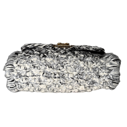 Dolce & Gabbana Große Schultertasche Devotion aus Strickgewebe Grau Fullset / neuwertig Dolce & Gabbana