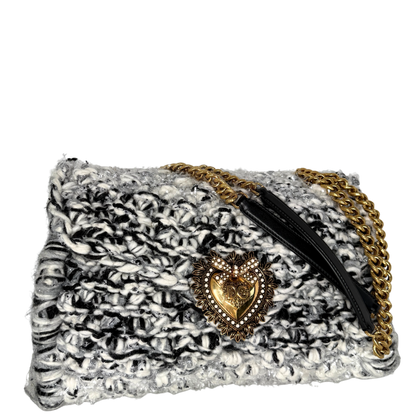 Dolce & Gabbana Große Schultertasche Devotion aus Strickgewebe Grau Fullset / neuwertig Dolce & Gabbana