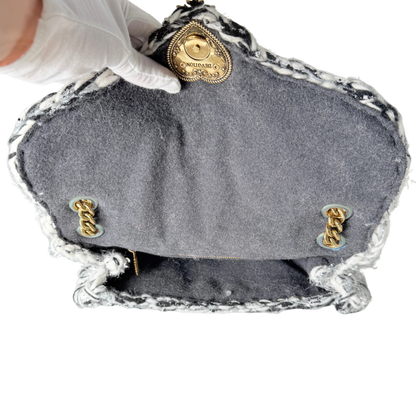 Dolce & Gabbana Große Schultertasche Devotion aus Strickgewebe Grau Fullset / neuwertig Dolce & Gabbana