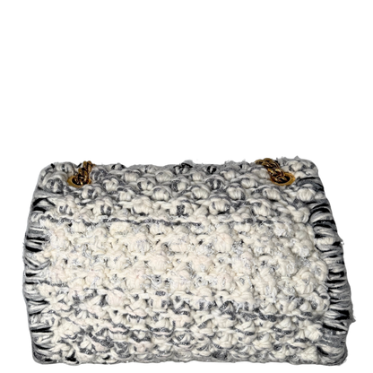 Dolce & Gabbana Große Schultertasche Devotion aus Strickgewebe Grau Fullset / neuwertig Dolce & Gabbana