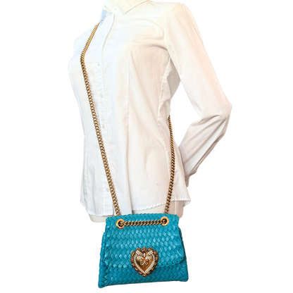 Dolce & Gabbana kleine Devotion Umhängetasche Blau / neuwertig Dolce & Gabbana