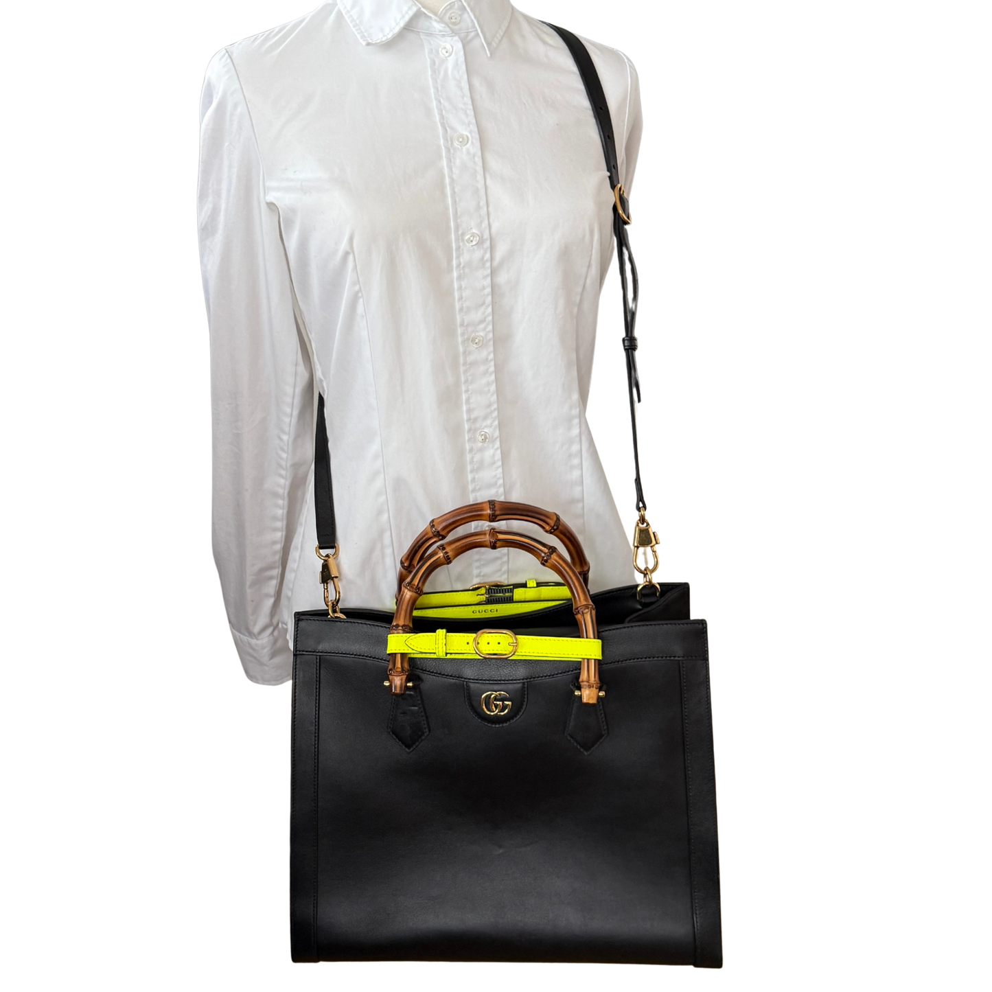 Gucci Großer Diana Bamboo Shopper Schwarz / sehr gut Gucci