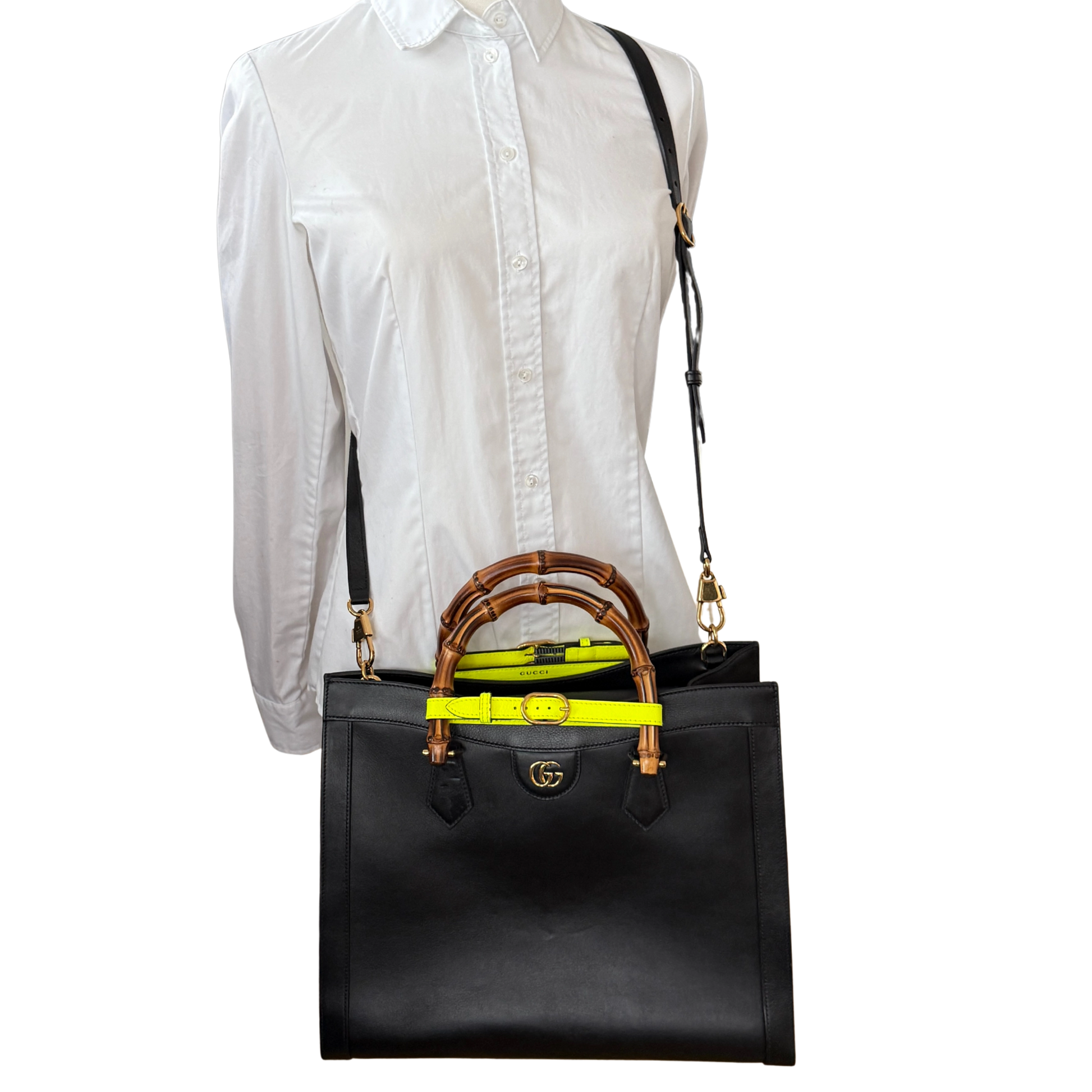 Gucci Großer Diana Bamboo Shopper Schwarz / sehr gut Gucci