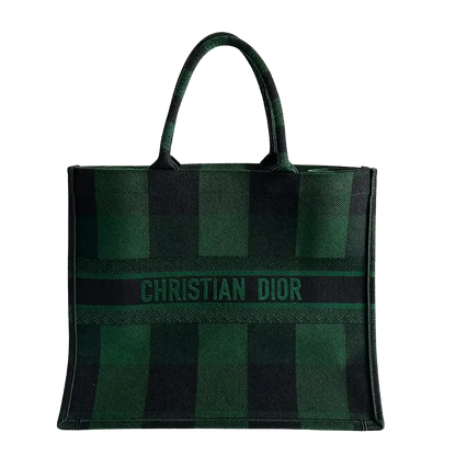 Dior Book Tote Large Check Leaf grün / schwarz / sehr gut Dior