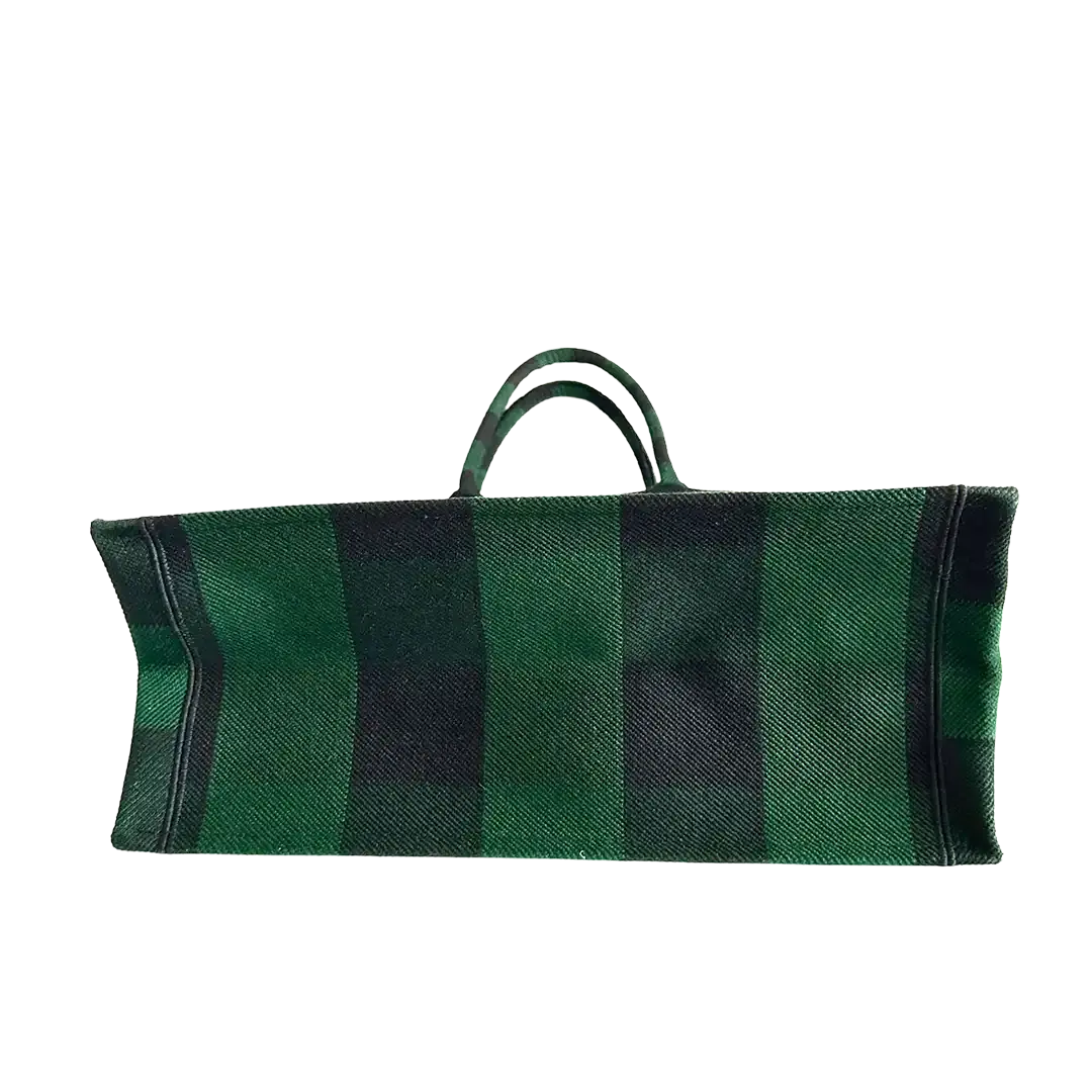 Dior Book Tote Large Check Leaf grün / schwarz / sehr gut Dior
