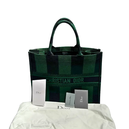 Dior Book Tote Large Check Leaf grün / schwarz / sehr gut Dior