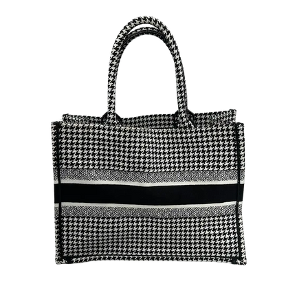 Dior Booktote mittelgroß Hahnentritt schwarz weiß/ sehr gut Dior