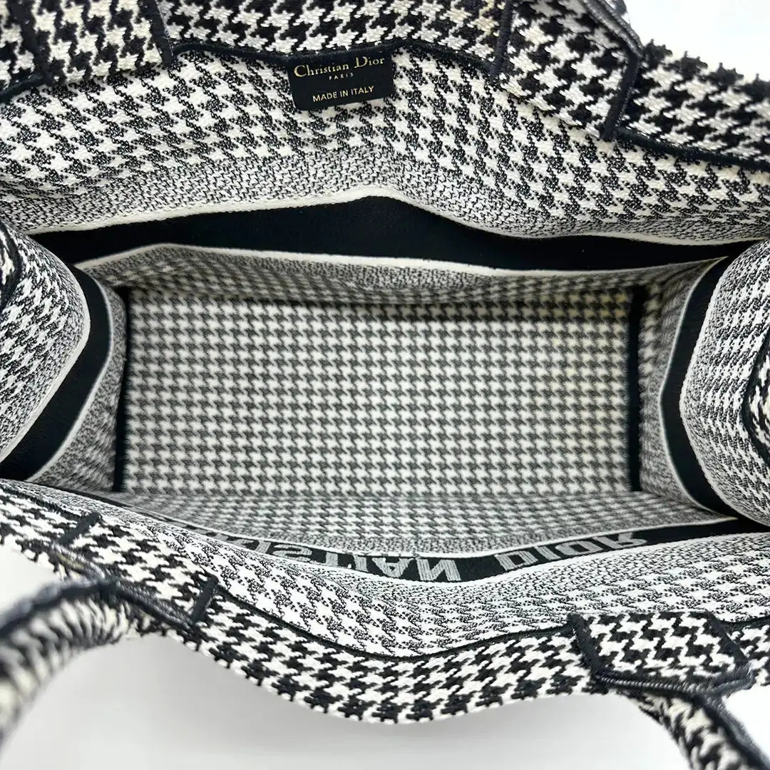 Dior Booktote mittelgroß Hahnentritt schwarz weiß/ sehr gut Dior