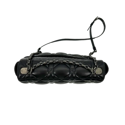 Dior CARO Tasche mittelgroß schwarz Leder Gun Metal / sehr gut Dior
