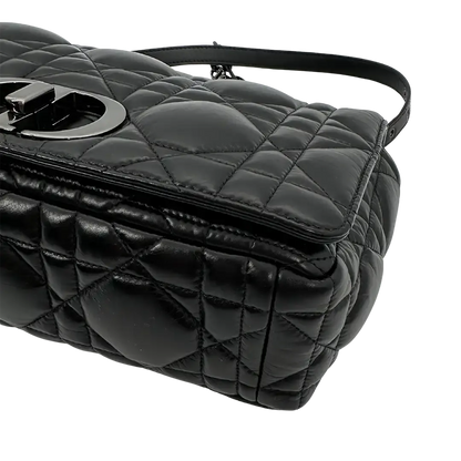 Dior CARO Tasche mittelgroß schwarz Leder Gun Metal / sehr gut Dior
