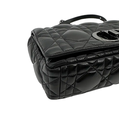 Dior CARO Tasche mittelgroß schwarz Leder Gun Metal / sehr gut Dior