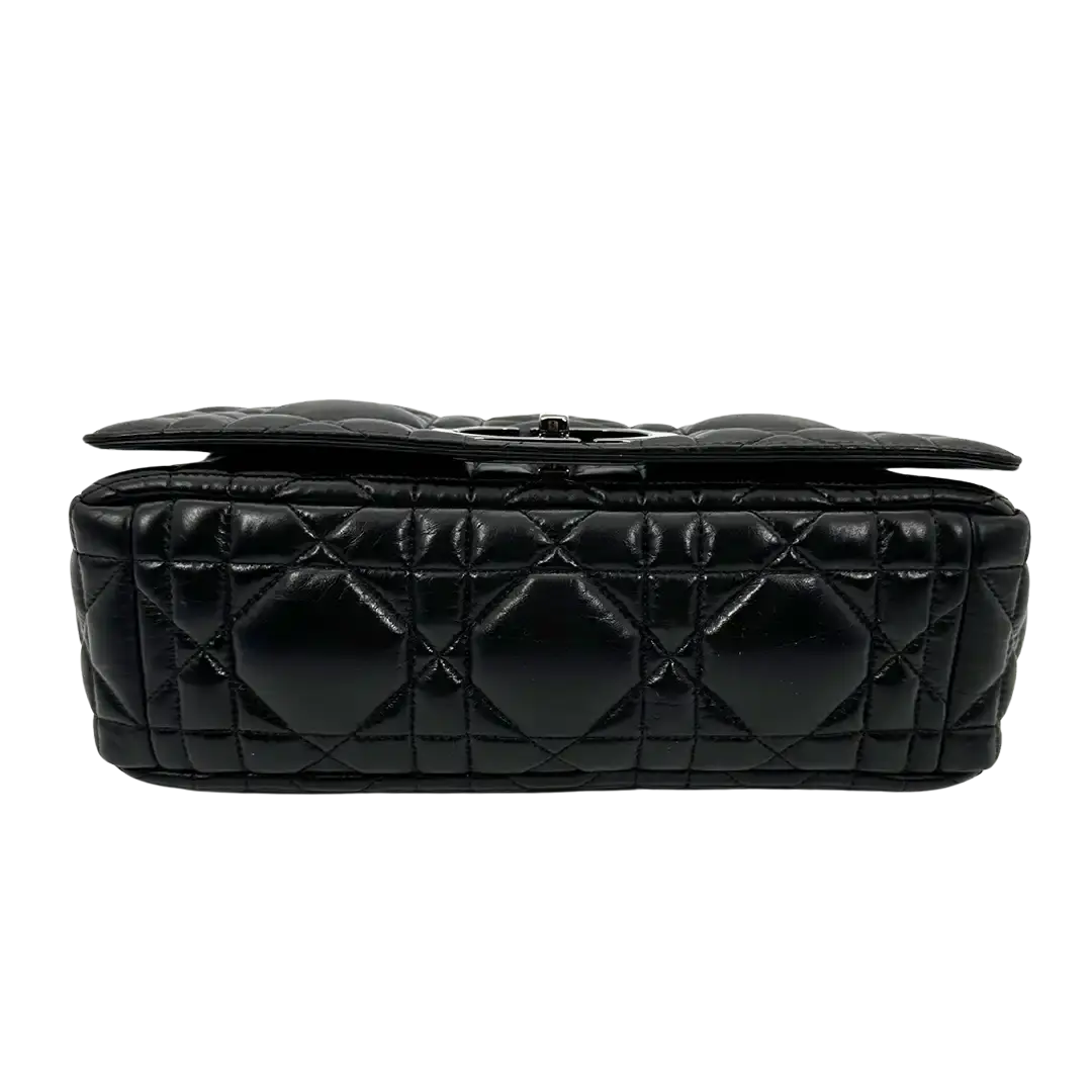 Dior CARO Tasche mittelgroß schwarz Leder Gun Metal / sehr gut Dior