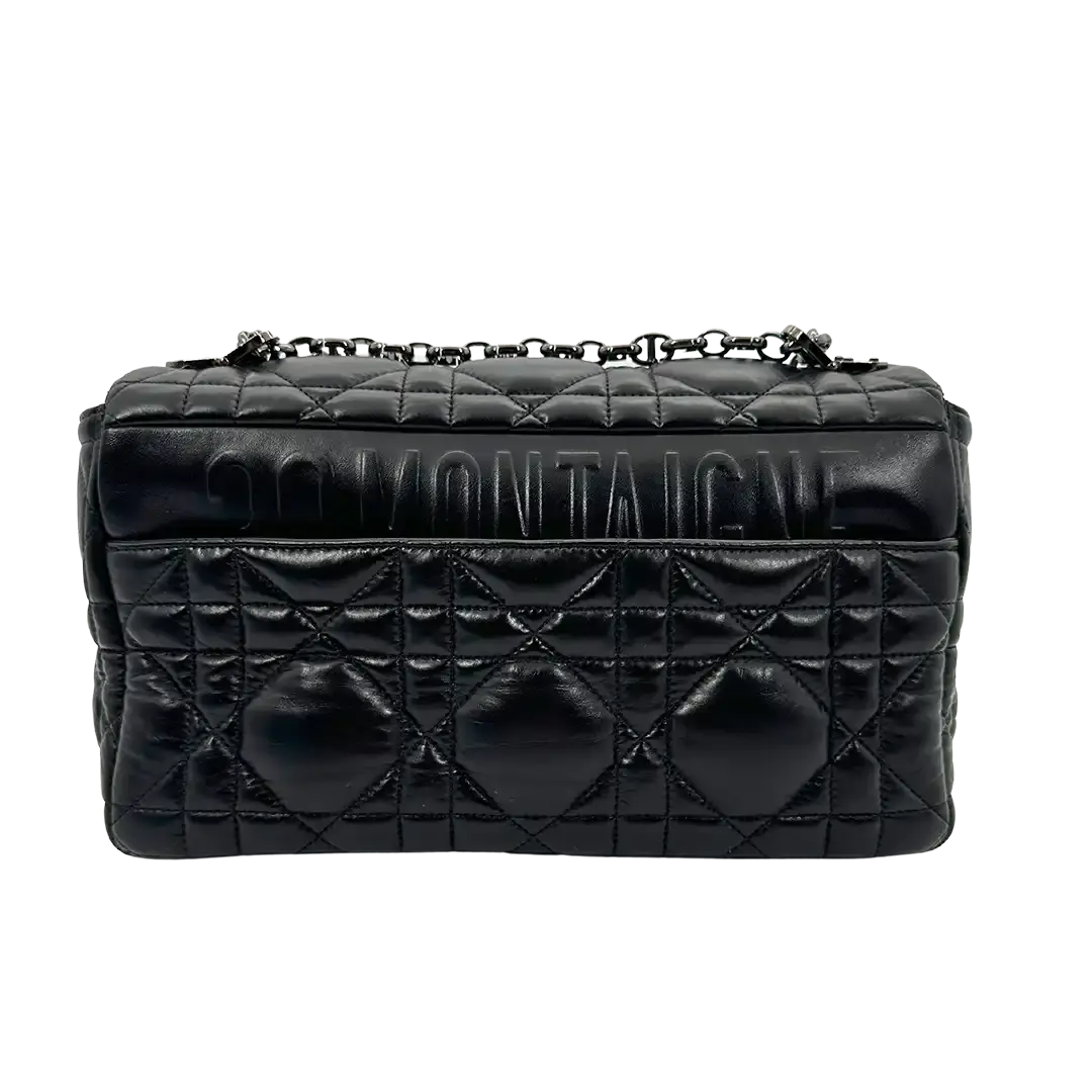 Dior CARO Tasche mittelgroß schwarz Leder Gun Metal / sehr gut Dior