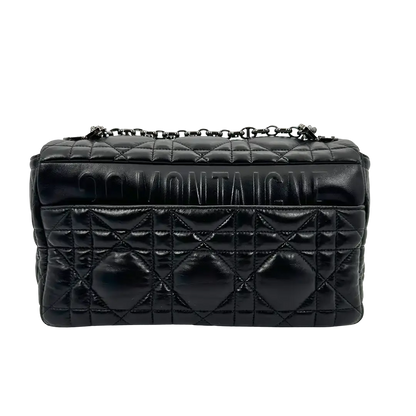Dior CARO Tasche mittelgroß schwarz Leder Gun Metal / sehr gut Dior