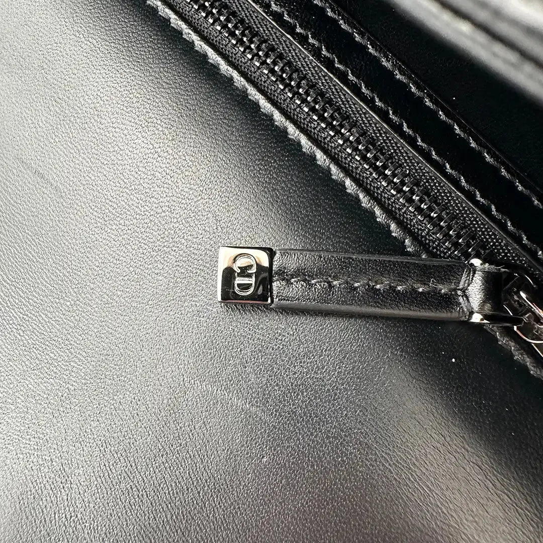 Dior CARO Tasche mittelgroß schwarz Leder Gun Metal / sehr gut Dior