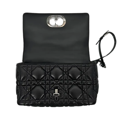 Dior CARO Tasche mittelgroß schwarz Leder Gun Metal / sehr gut Dior
